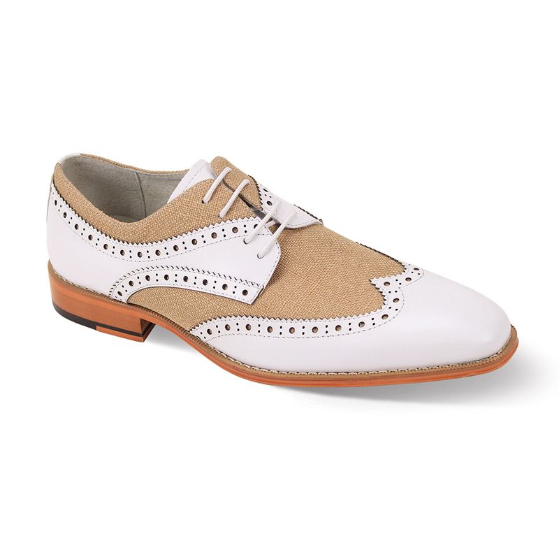 Giovanni NICO Men’s Wingtip Leather Oxford Dress Shoe – White Beige