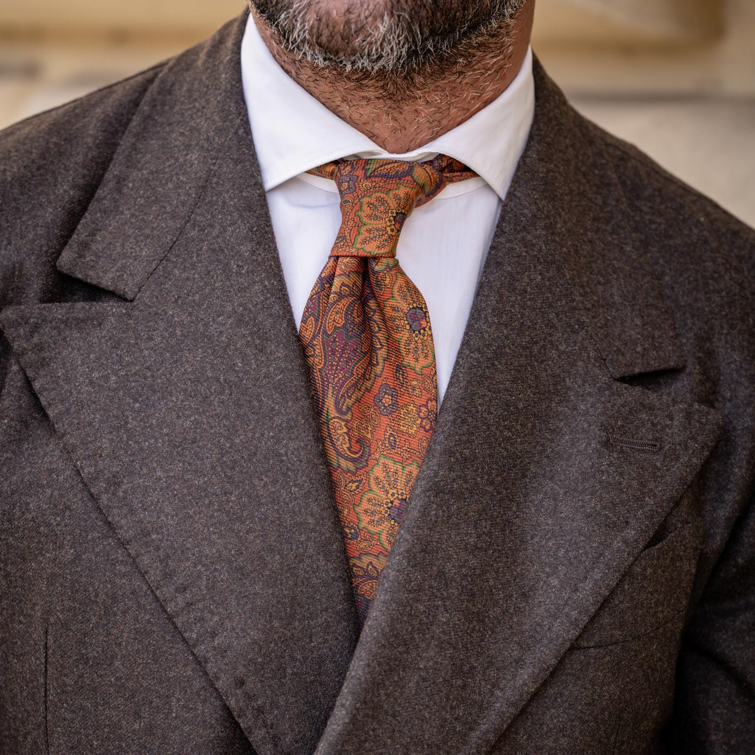Trevi - Printed Madder Silk Tie - Ginger