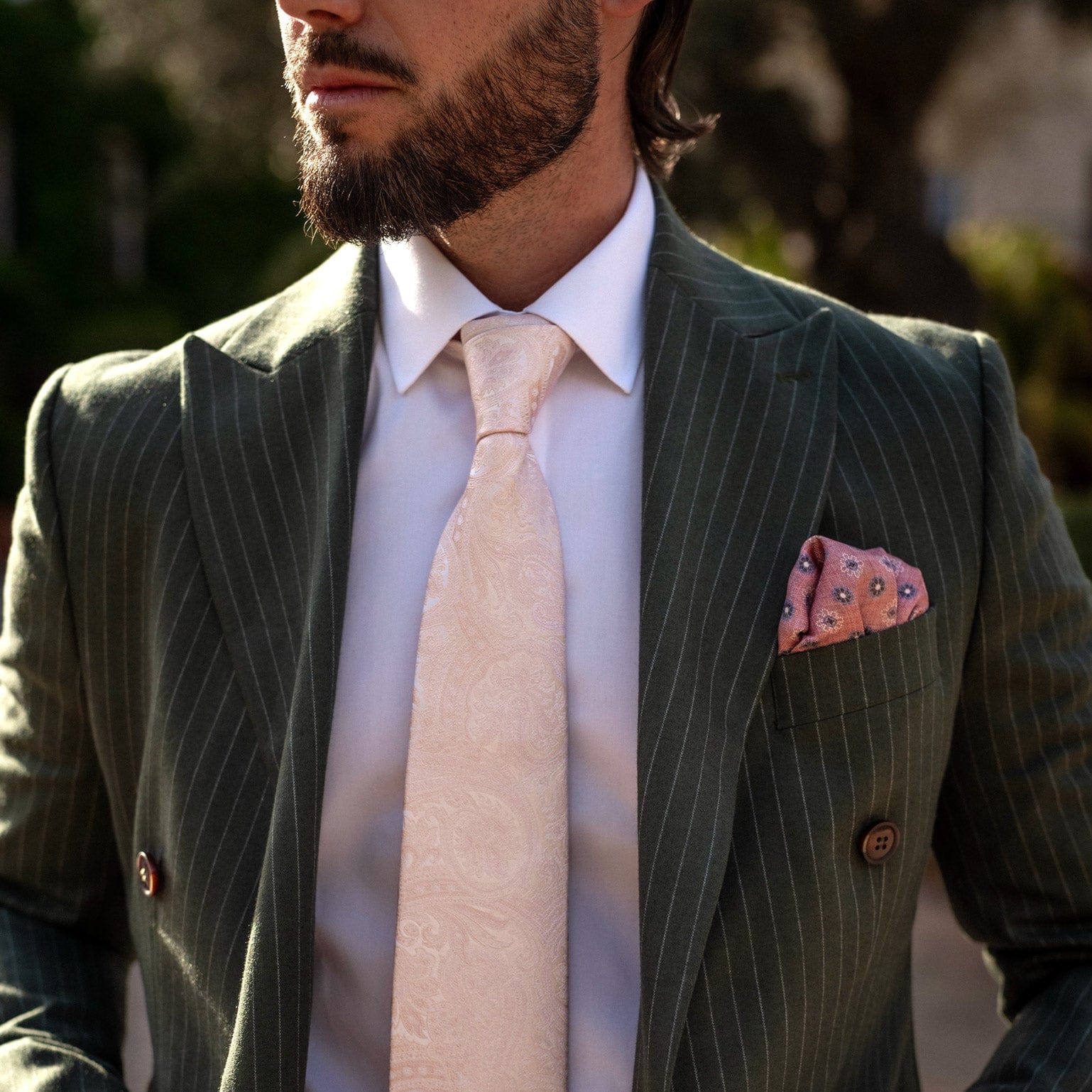Pascal - Double Sided Silk Pocket Square - Blush