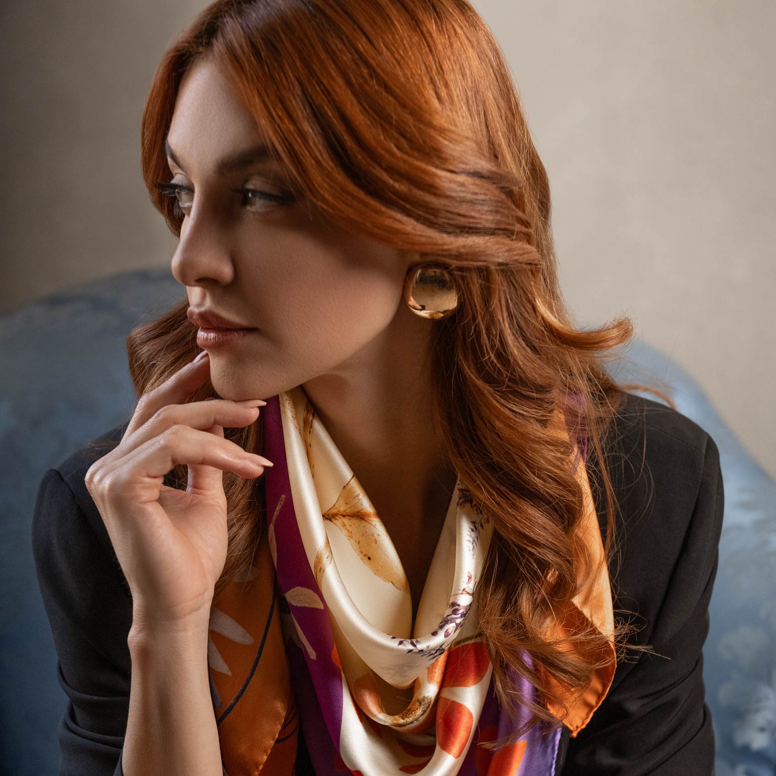 Cristina - Silk Foulard - Champagne