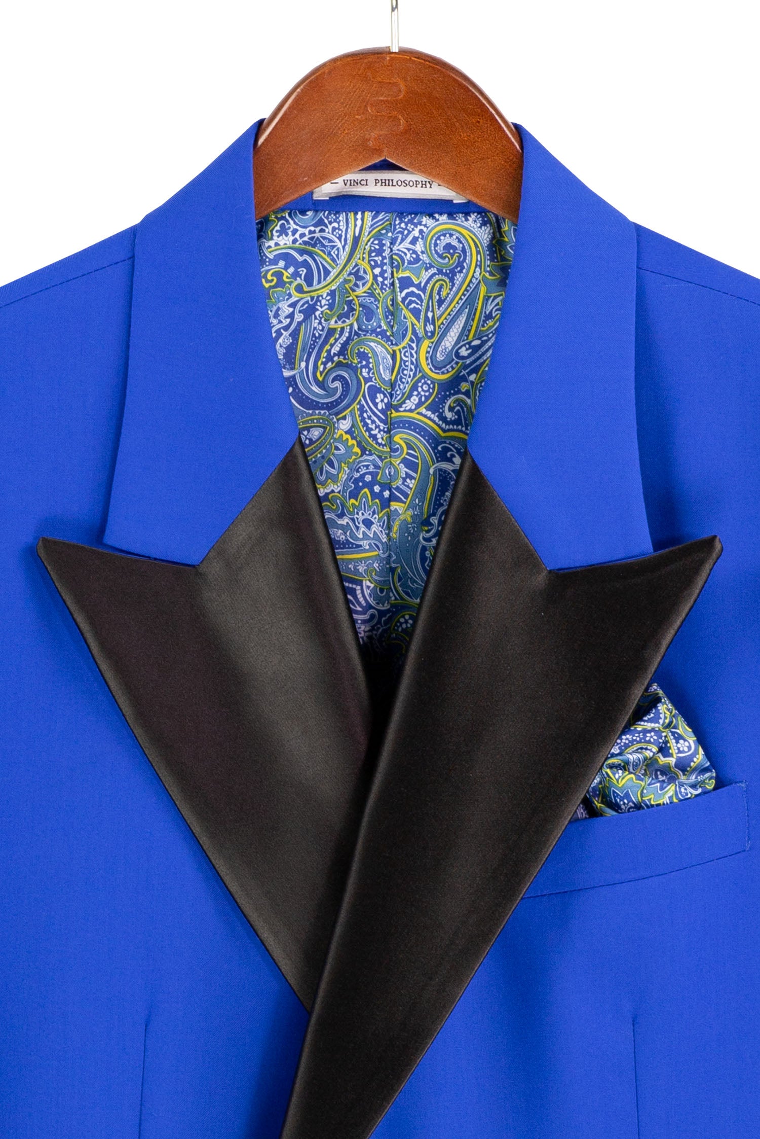 Men’s Regular Fit Double Breasted Tuxedo with Satin Lapel & Bow Tie - Royal Blue TDB900