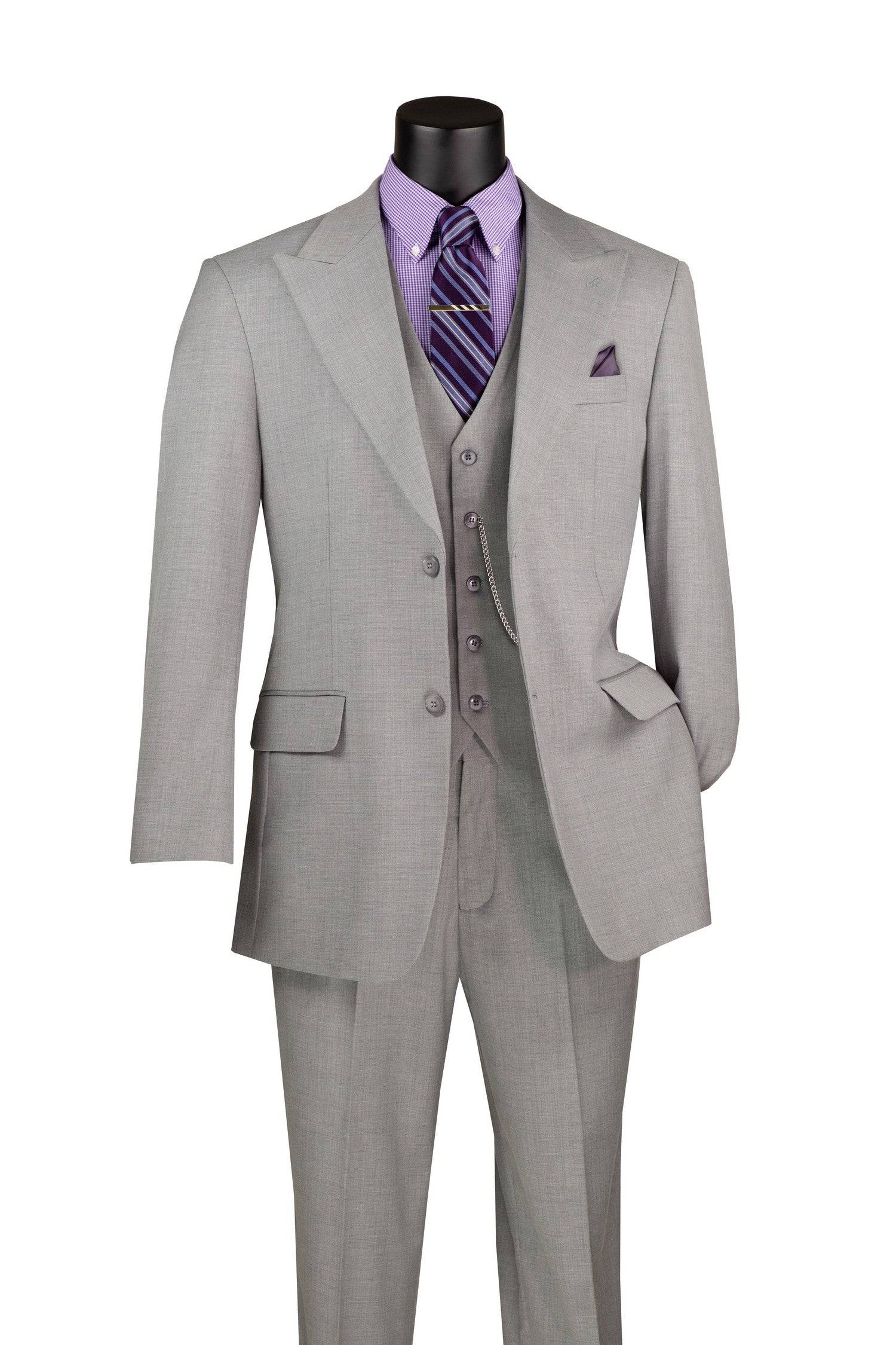 Men’s Solid 3 Piece Suit – Dusty Blue Regular Fit Vest V2RK-4