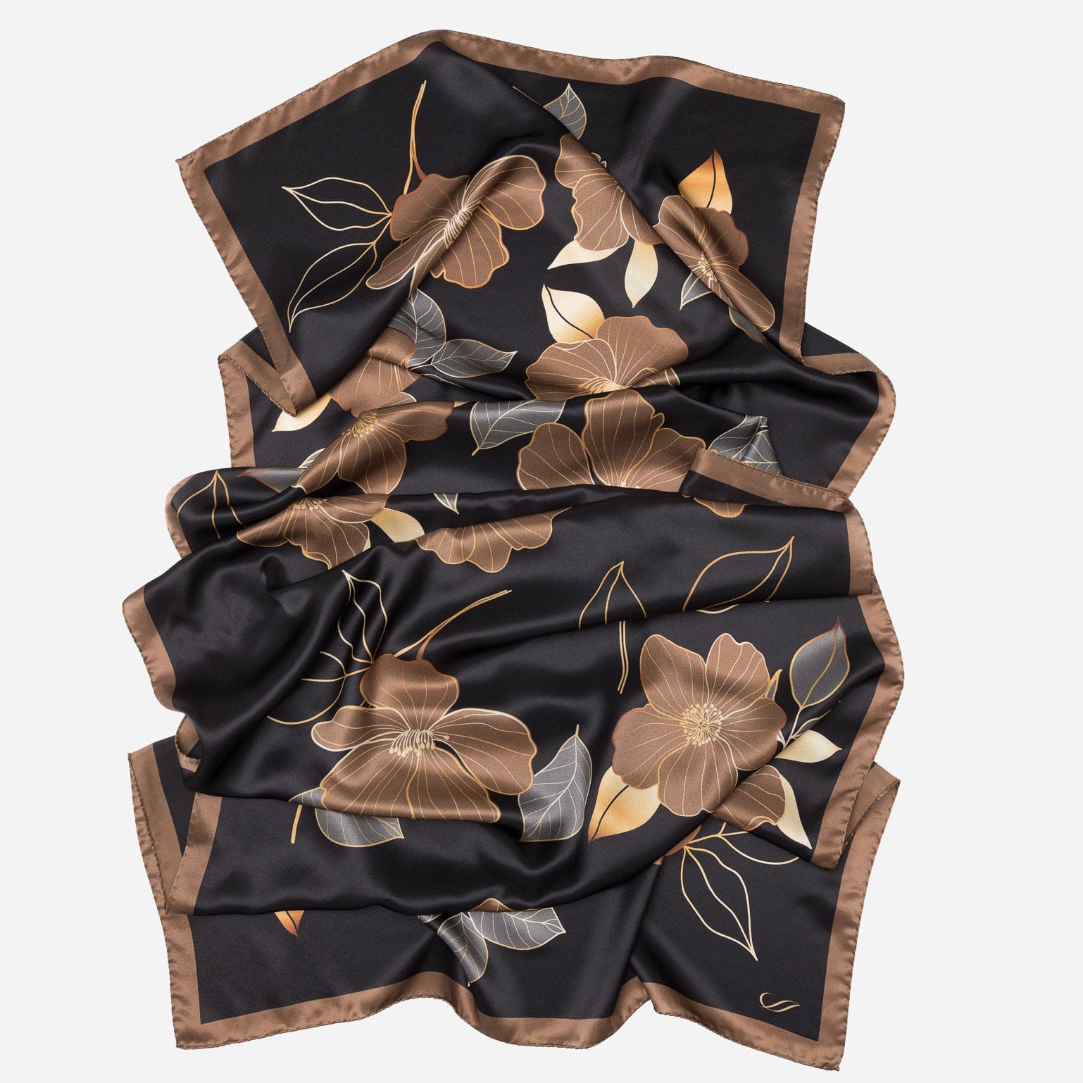 Laura - Silk Scarf Shawl - Black