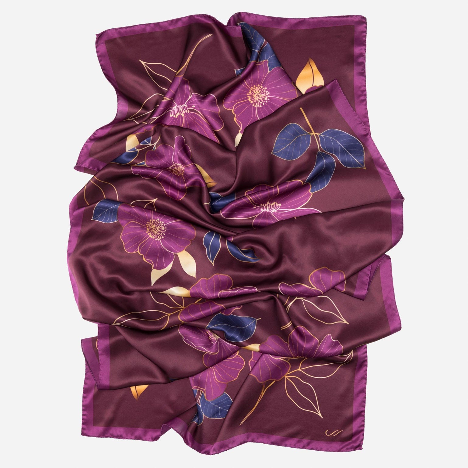 Laura - Silk Scarf Shawl - Burgundy