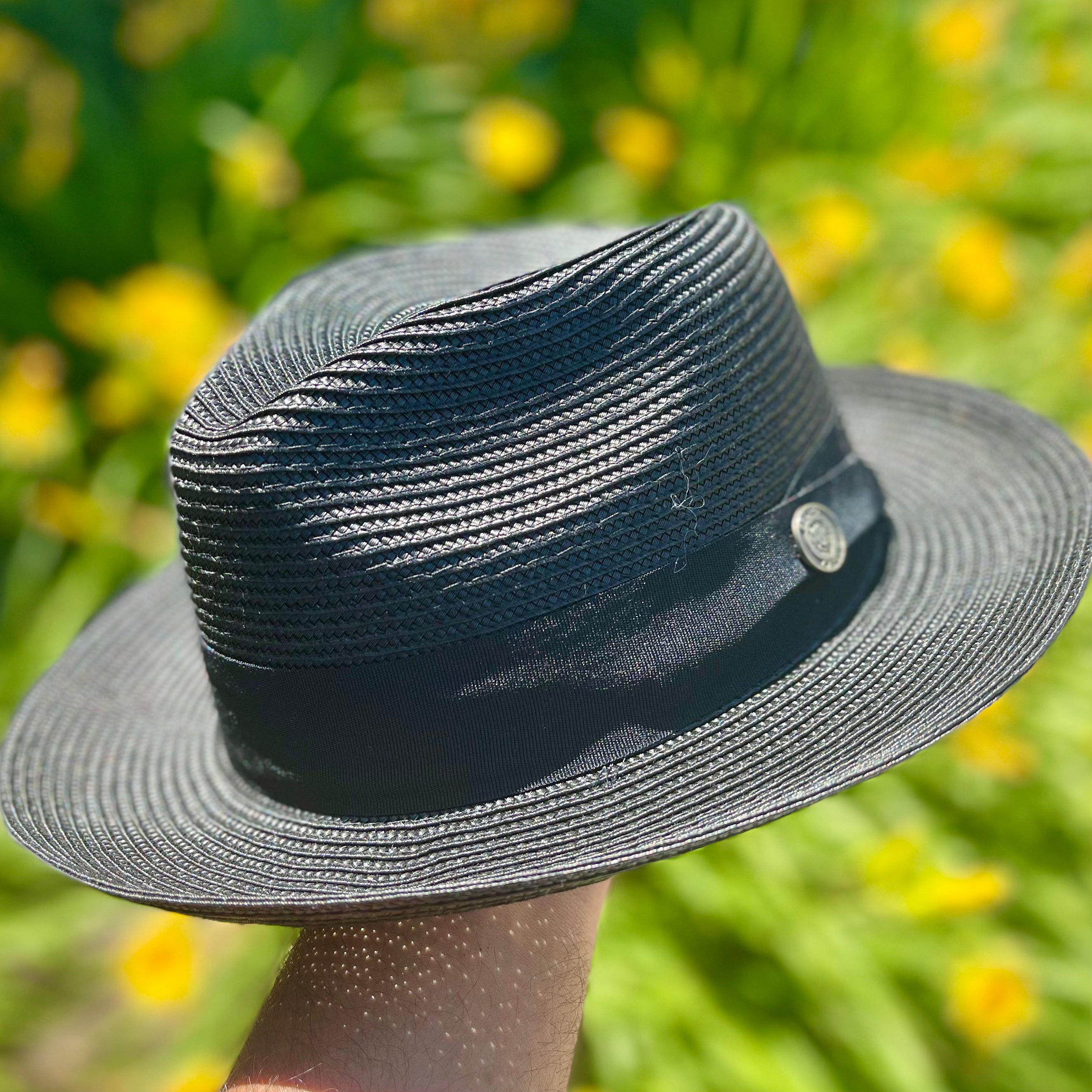 Bruno Straw "Francesco" Hat (Black)
