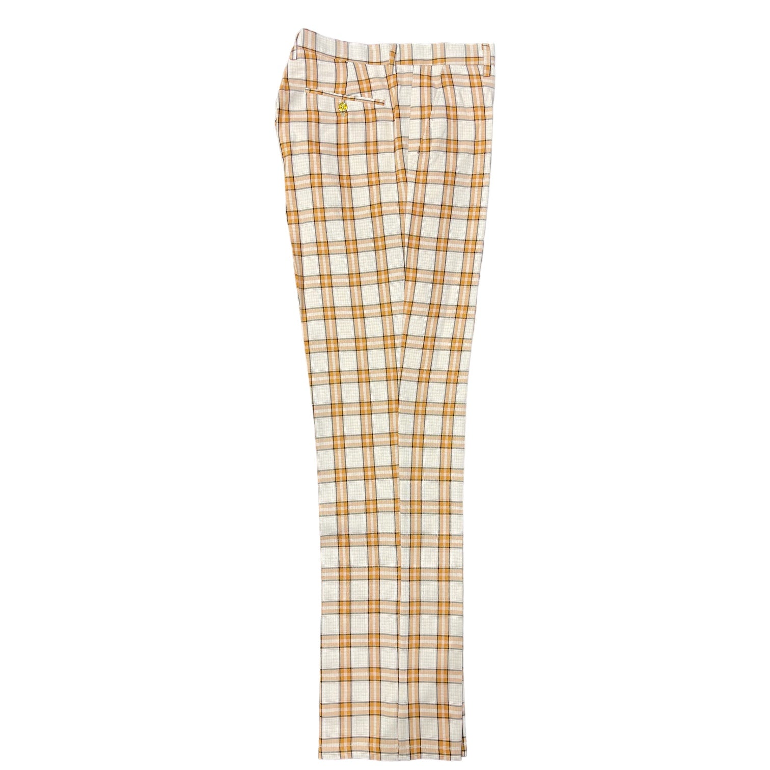 Prestige Mens Peach/Gold Plaid Dress Pants Gold 805 42 Prestige Mens Peach/Gold Plaid Dress Pants Gold 805 42