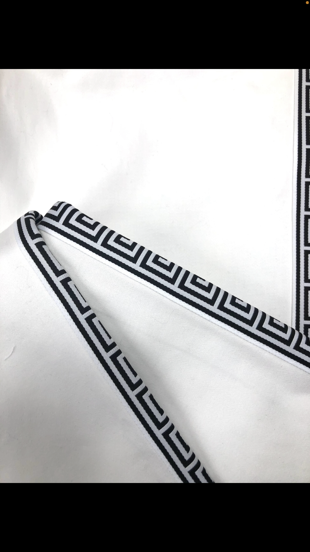 Prestige "Greek Key" Cotton Jean Pant (White/Black)