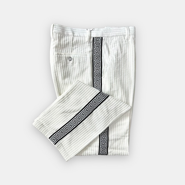 Prestige Luxury Greek Corduroy Pant (White/Black)