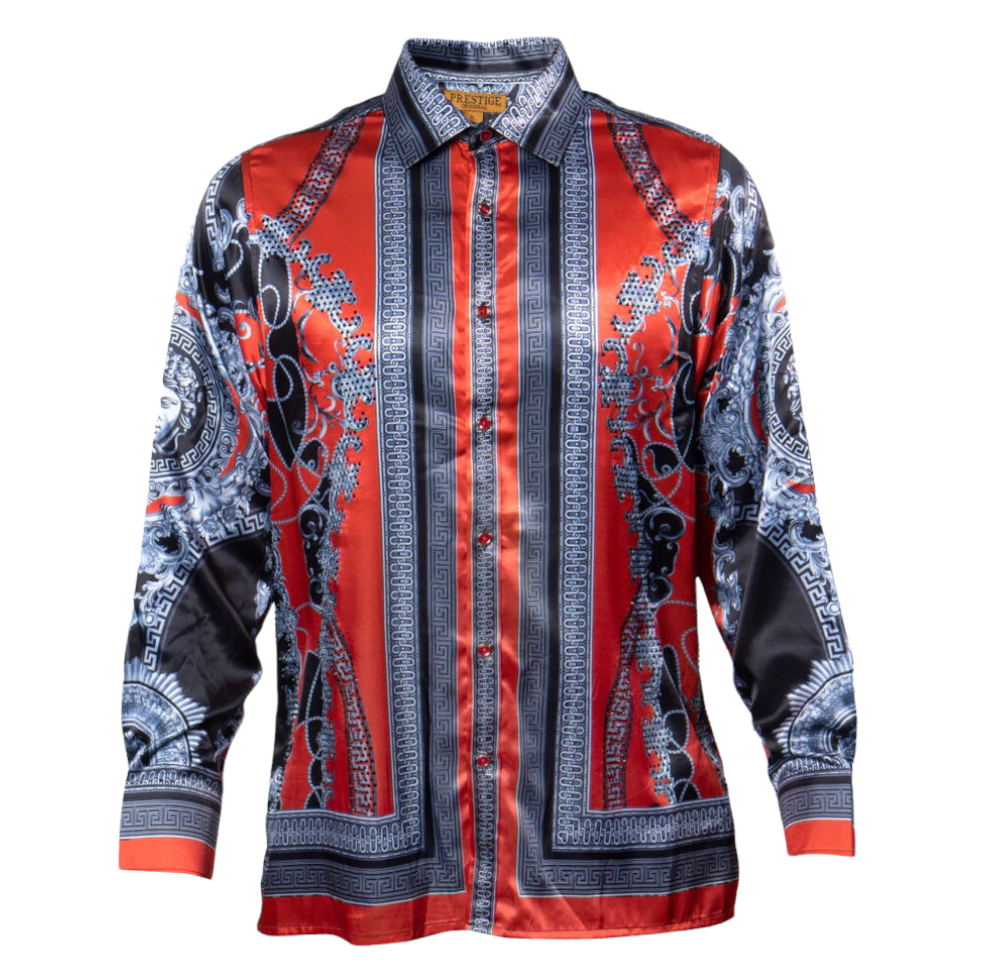 red and gold mens dress shirt Men's Red Paisley Shirt