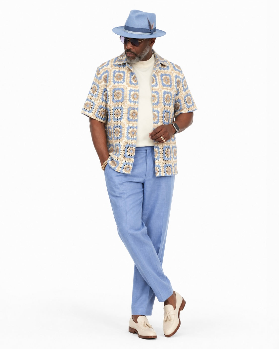 Lanzino Monte Carlo Shirt Pant Set – Blue