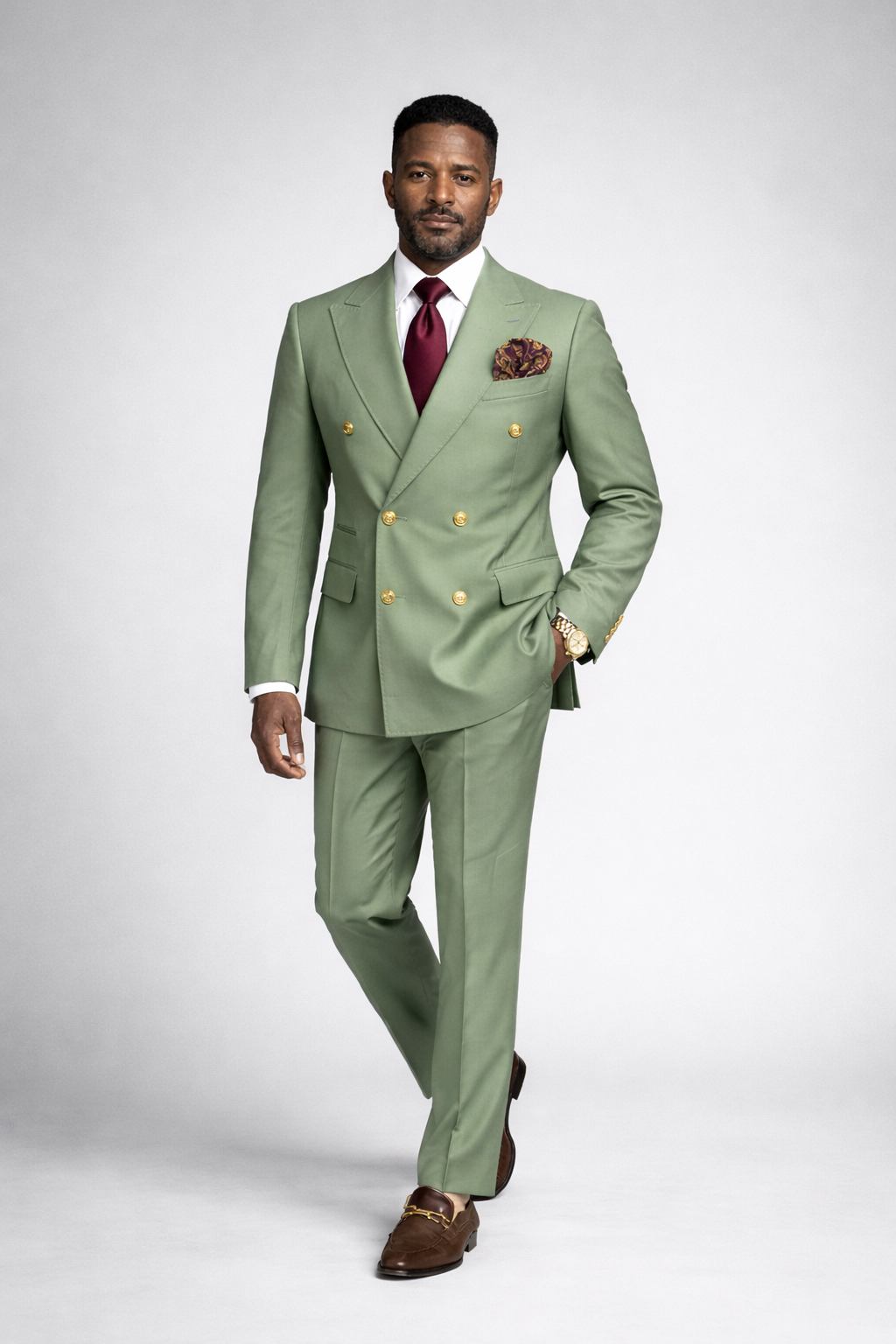 Rossi Man Mint Double Breasted Men's Modern Slim Fit Suit