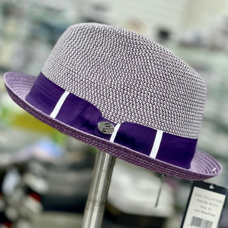 Bentley "Gino" Stingy Brim Hat (Purple/White)