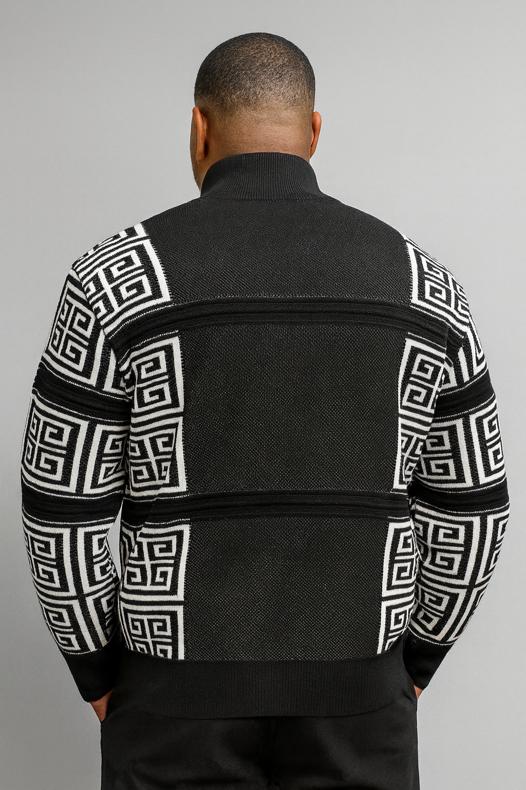 Silversilk Sweater Jacket (Black/White) 11012