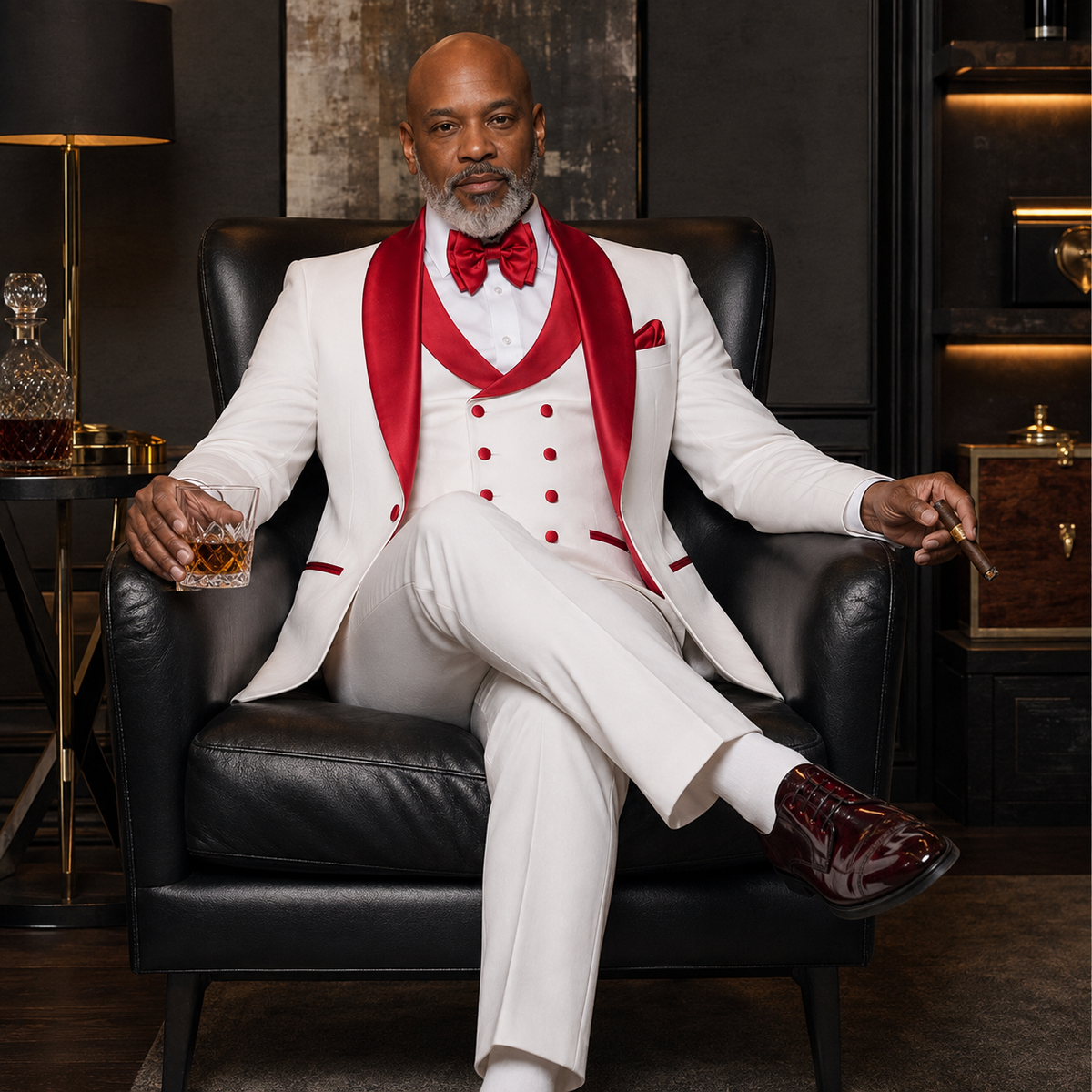 Rossi Man 3 Piece Tuxedo - Red White RM1962