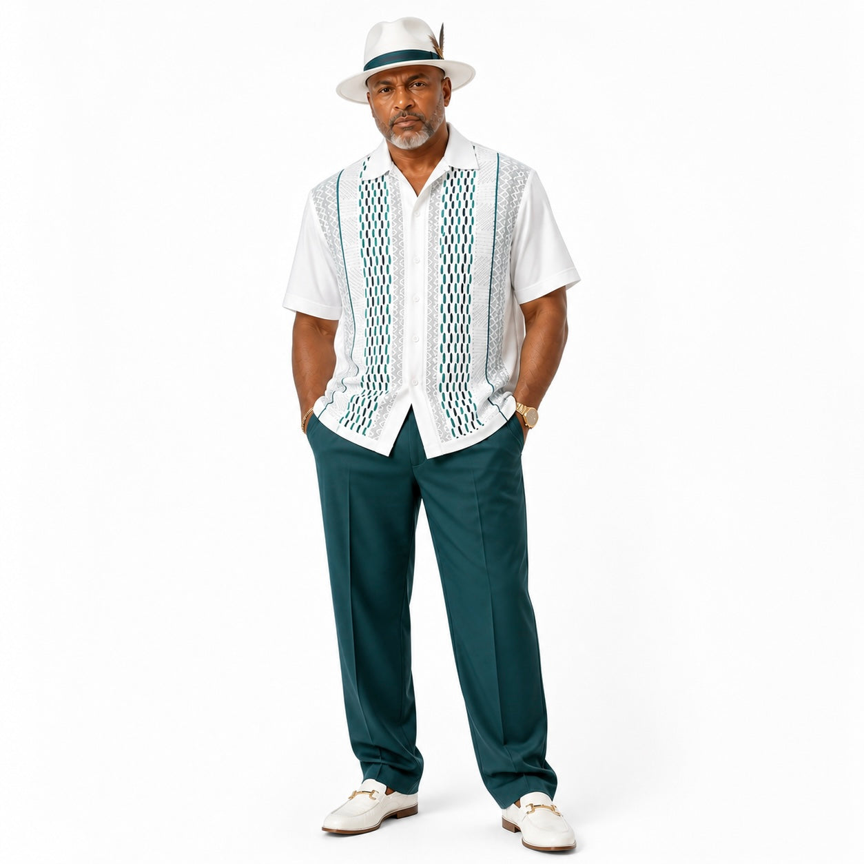 Silversilk Men’s 2-Piece Walking Suit – Knit Set – Teal 21015