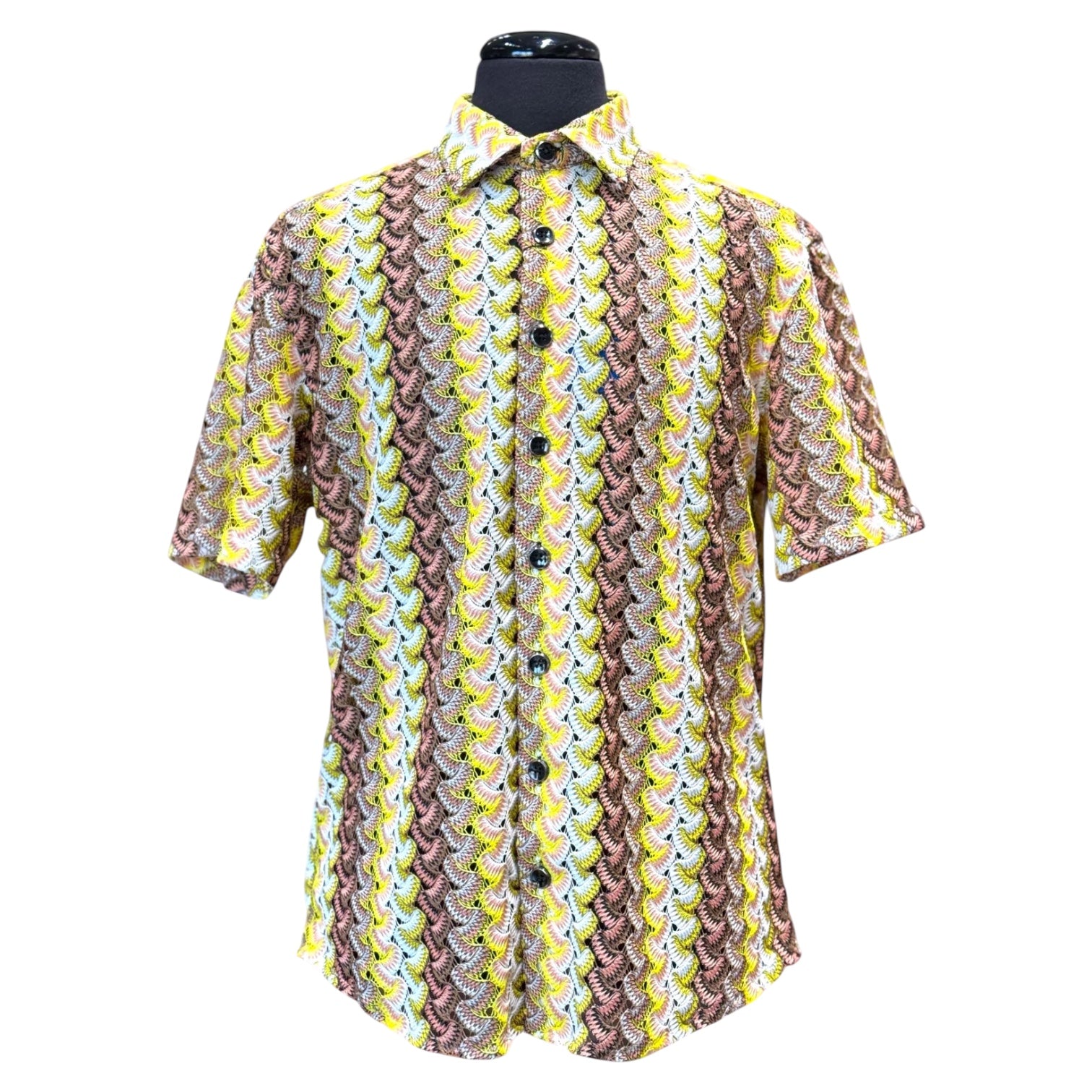 Lanzino "Woven" Short Sleeve Shirt (Yellow) 102