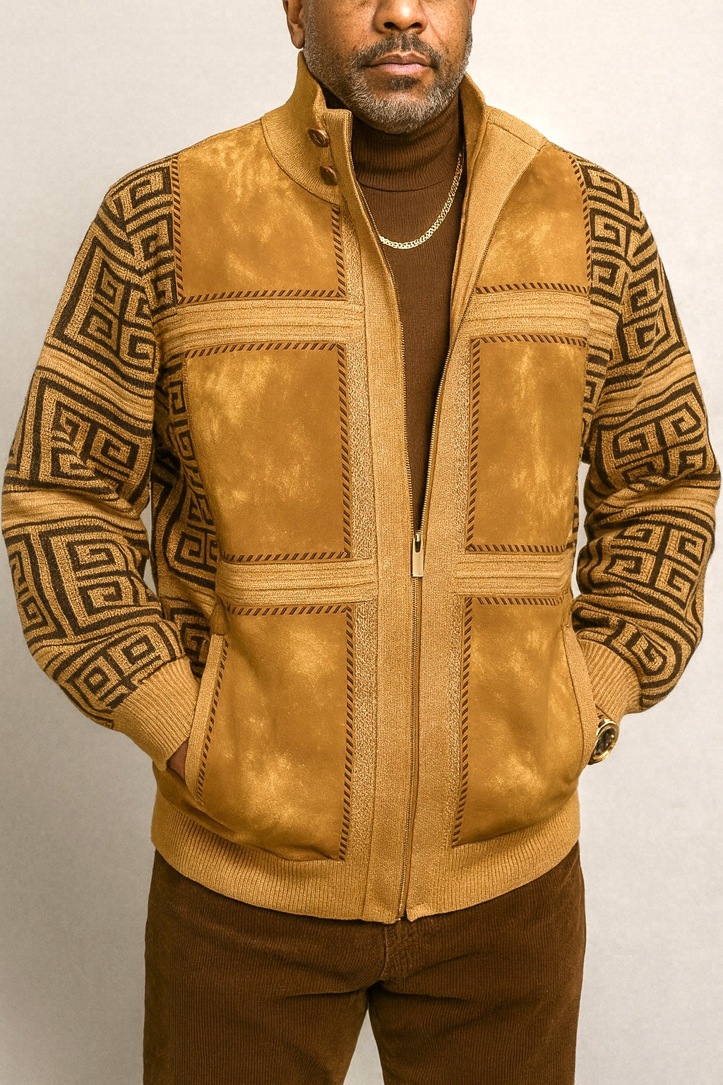 Silversilk Sweater Jacket (Gold/Brown) 11012