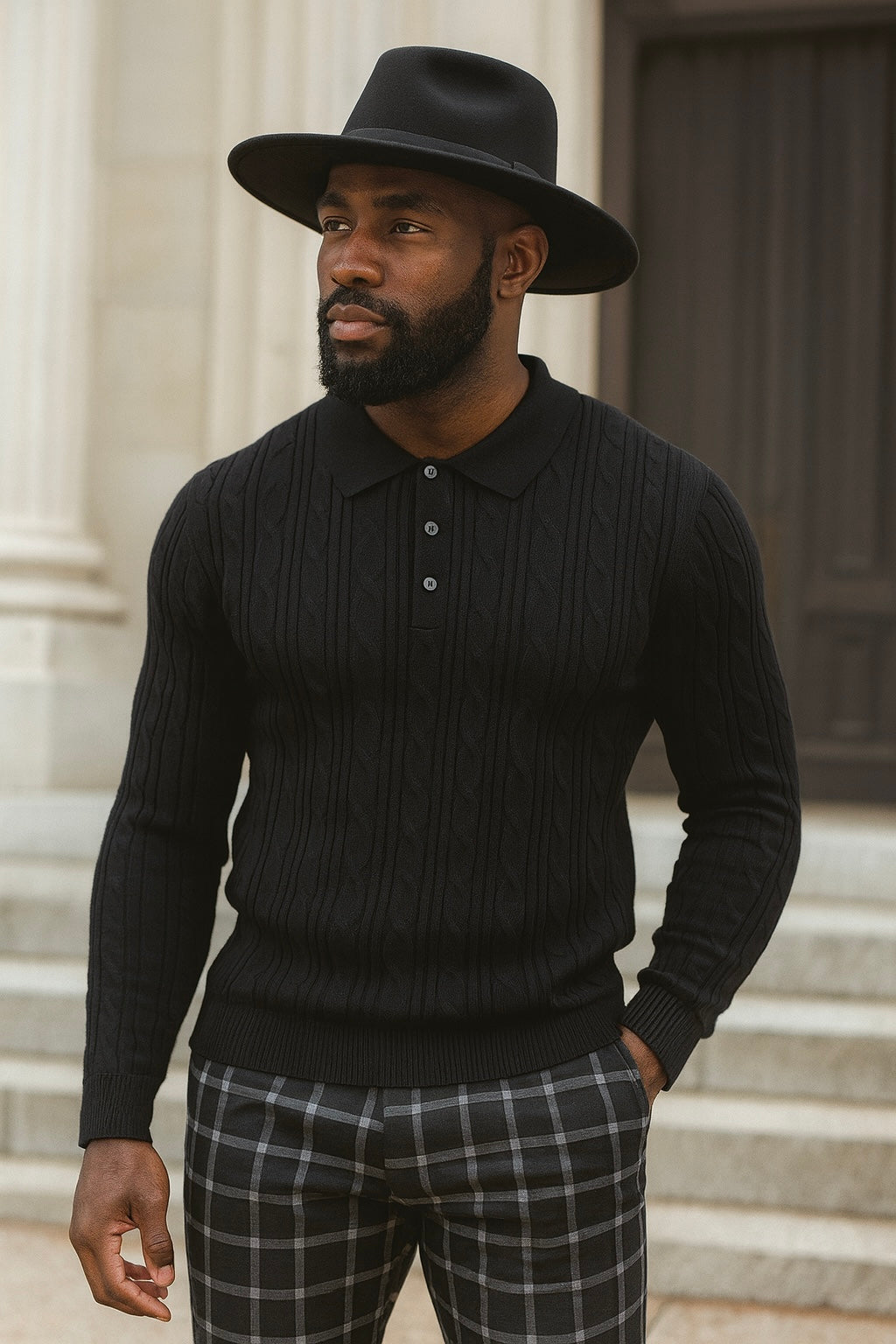 Prestige "Slayton" Polo Sweater (Black) 210