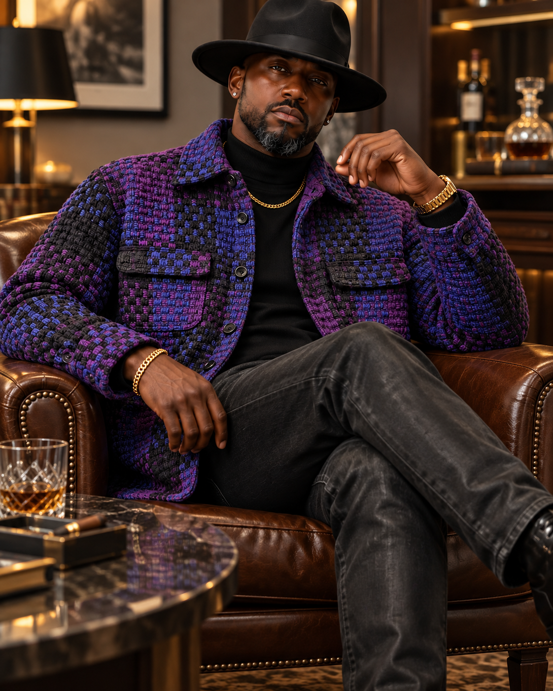Lanzino Men’s Luxury Shirt Jacket – Purple
