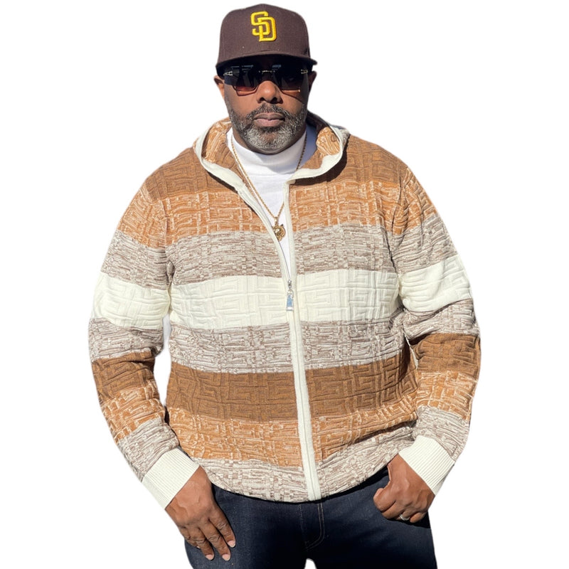 Prestige Full Zip "Uptown" Sweater (Cream/Tan/Brown) 420
