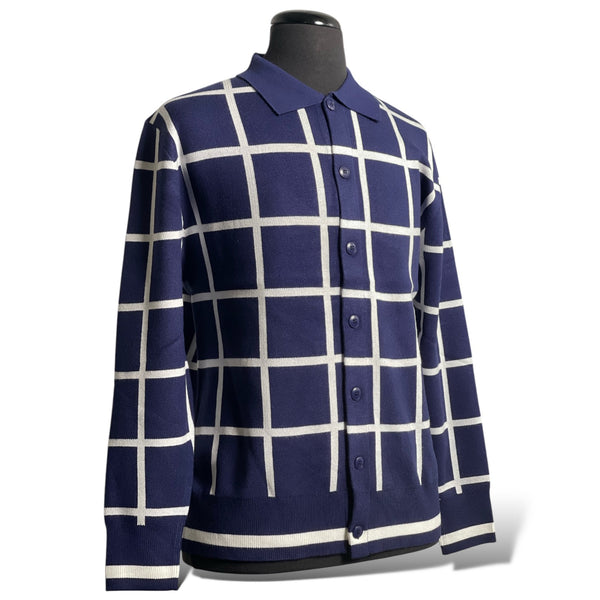 Lanzino Button up Sweater (Navy/White)