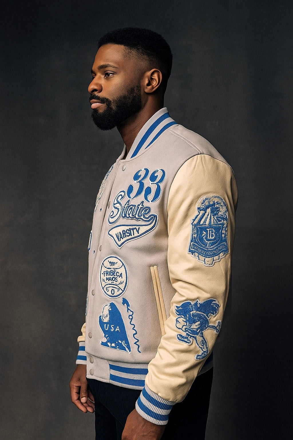 Jordan Craig Wool Bomber Jacket (Stone)