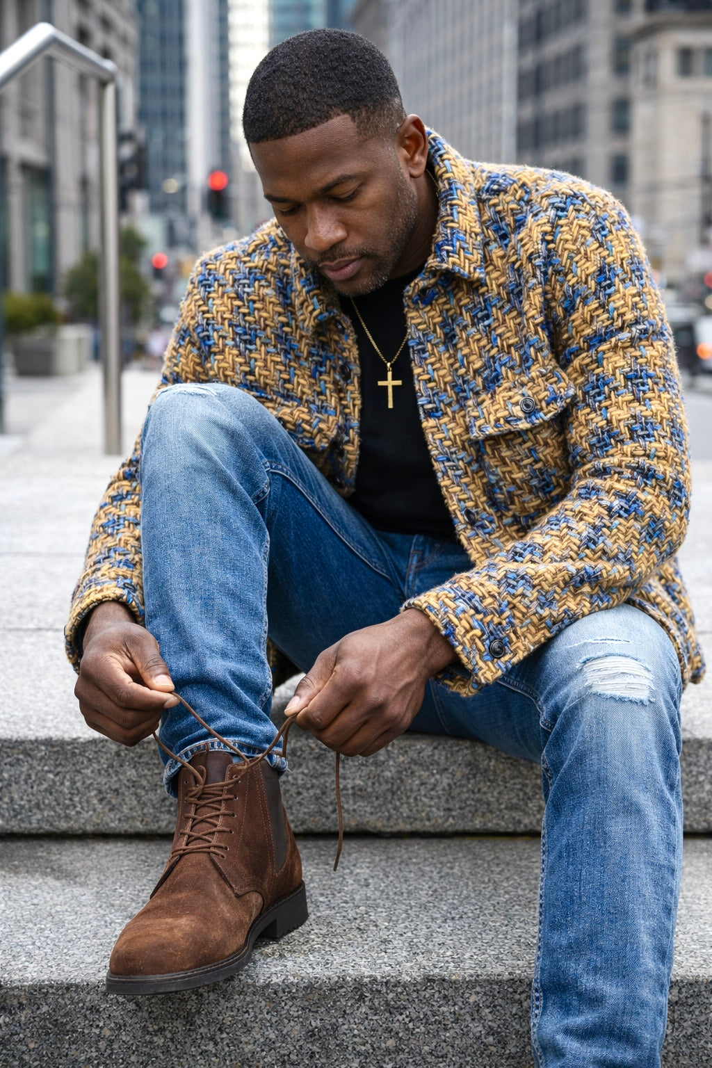 Lanzino Shirt Jacket (Navy/Gold)