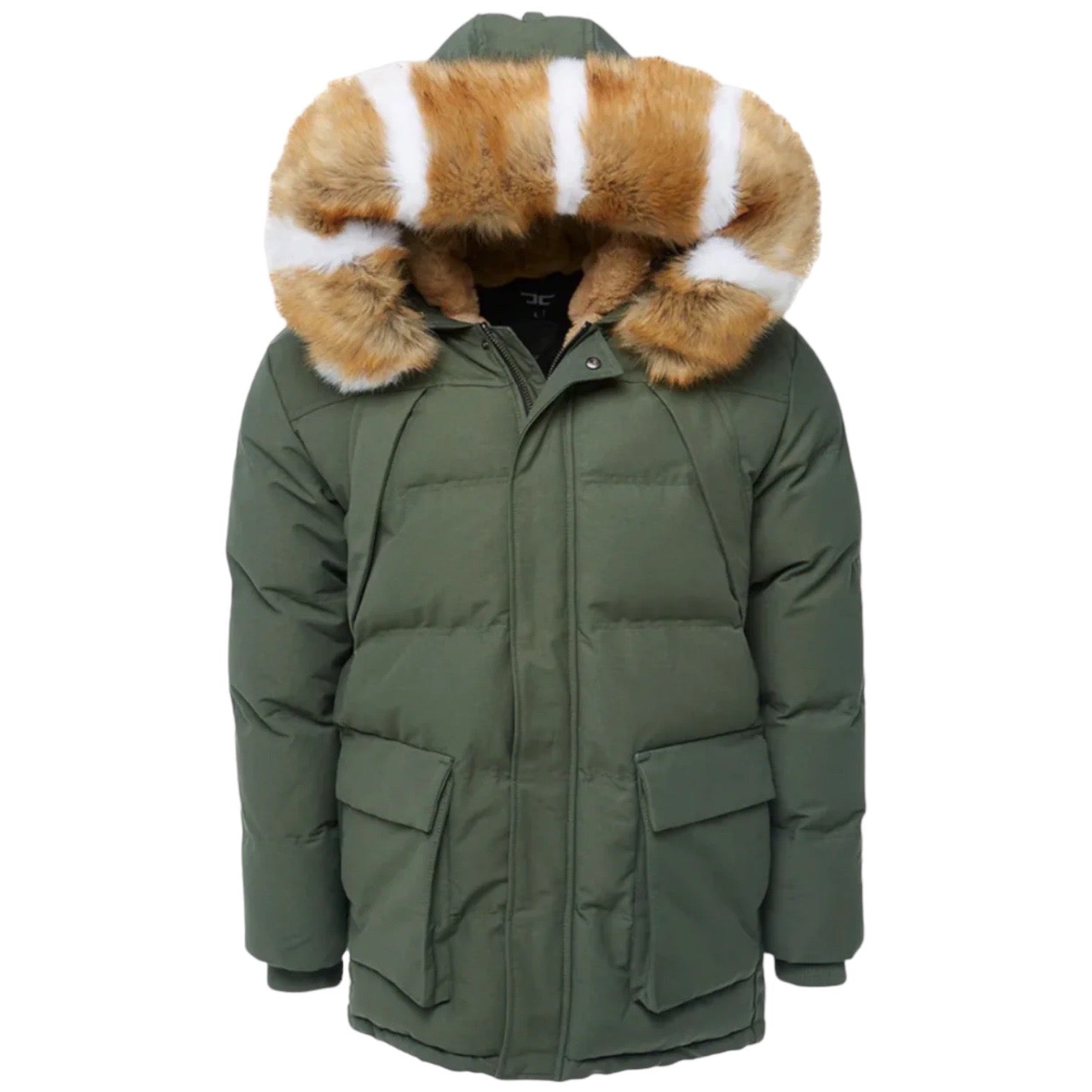 Jordan Craig Fur Lined Parka Coat (Army) – JBROOKS | MENSWEAR