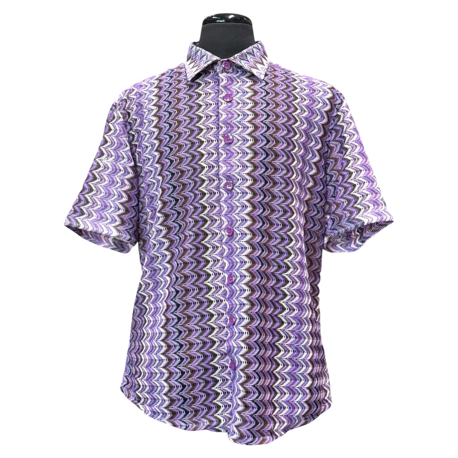 Lanzino "Woven" Short Sleeve Shirt (Violet) 118