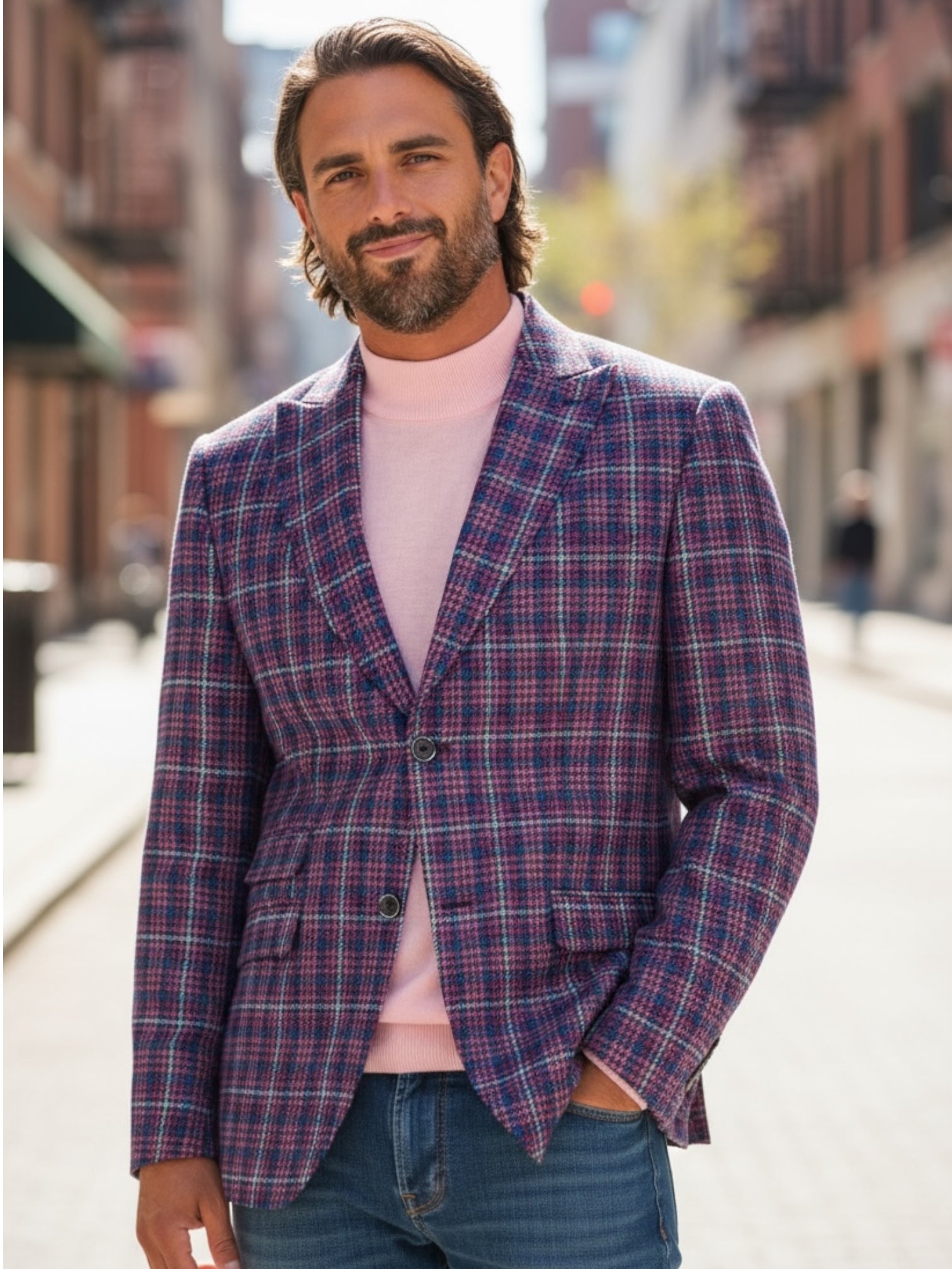 Inserch Houndstooth Blazer (Purple/Navy)