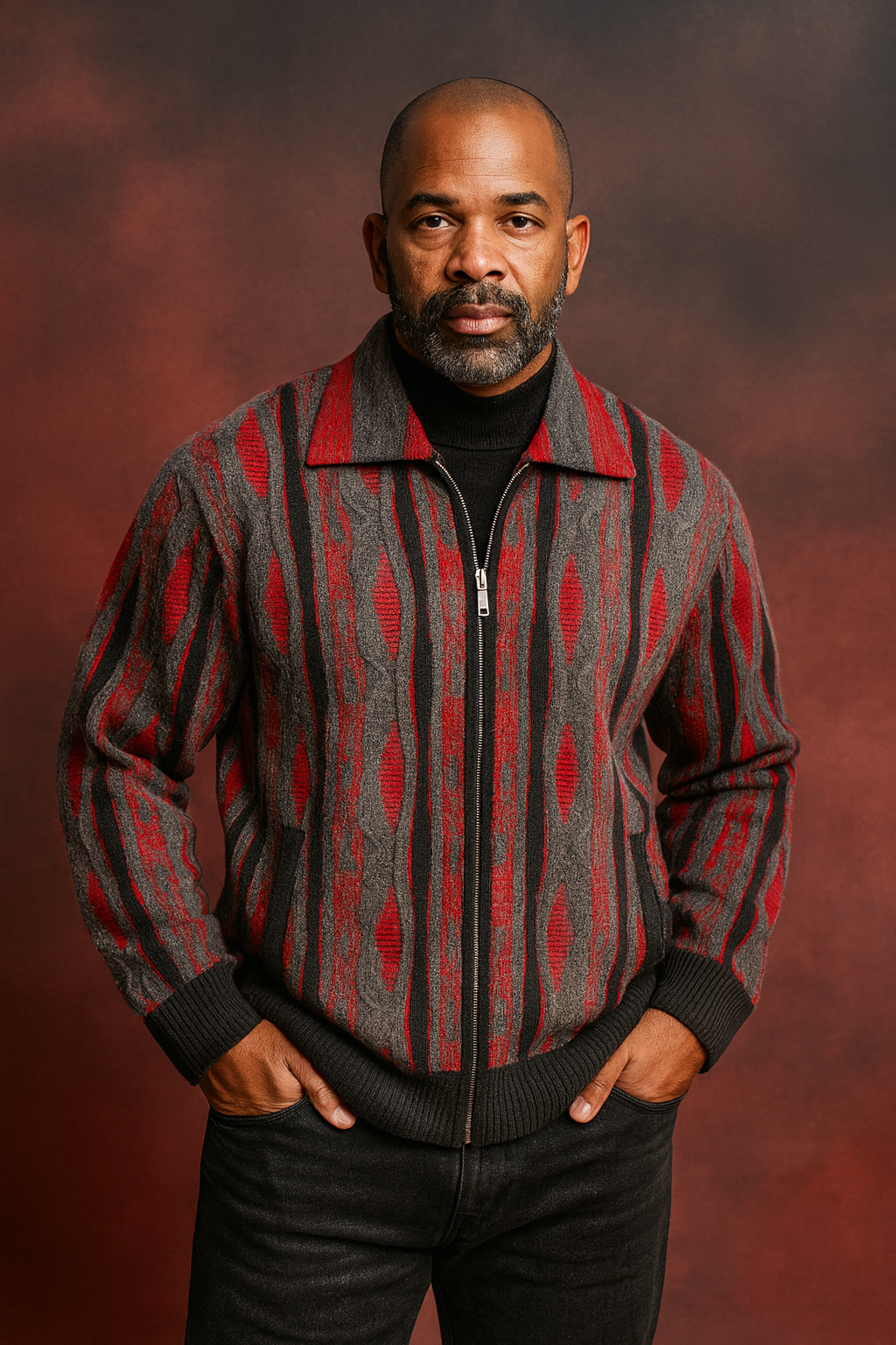 Siversilk Button Down Sweater (Red) 12018