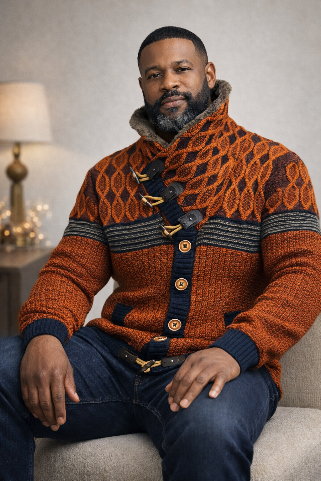 Lcr High Collar Sweater (Navy/Cinnamon) 5512C5