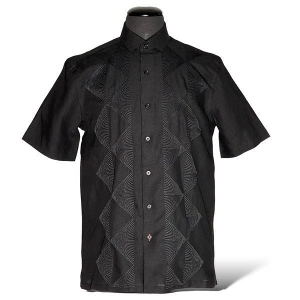 Inserch Linen Embroidered S/S Shirt (Black) 126