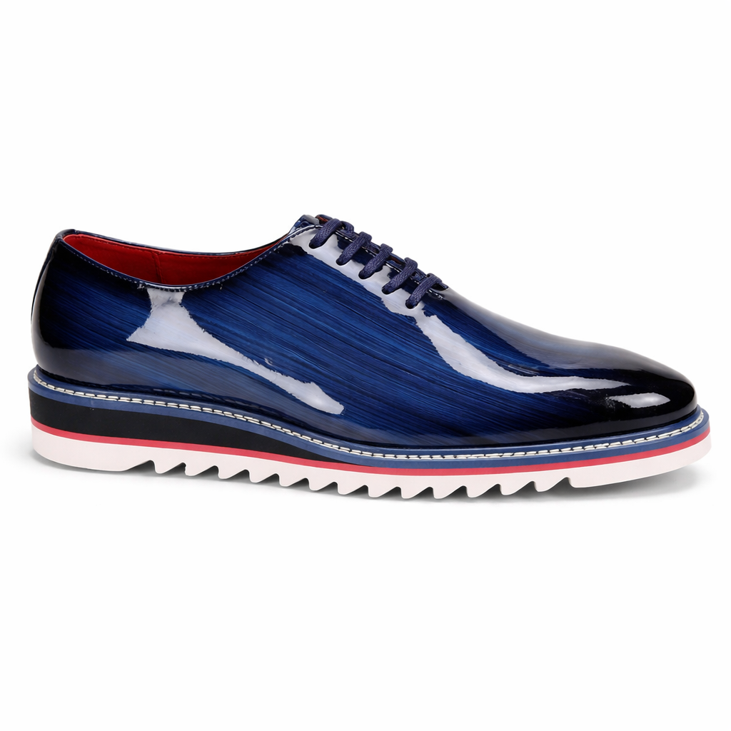 Giovanni Ruben Men’s Patent Leather Casual Oxford Comfort Shoe: Cobalt