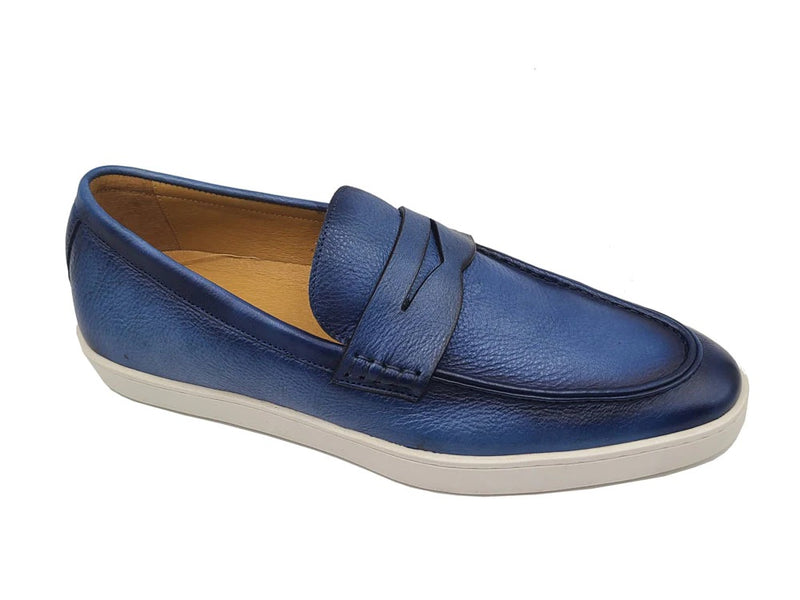 Carrucci Burnished Loafer Sneaker (Blue)