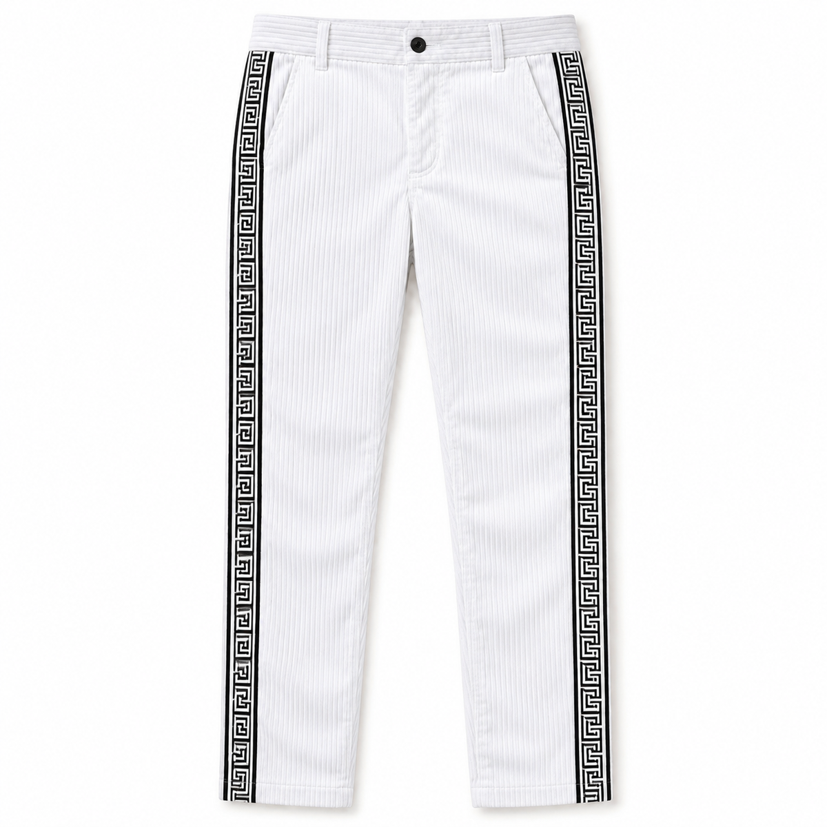 Prestige Greek Key Corduroy Pant (White/Black)