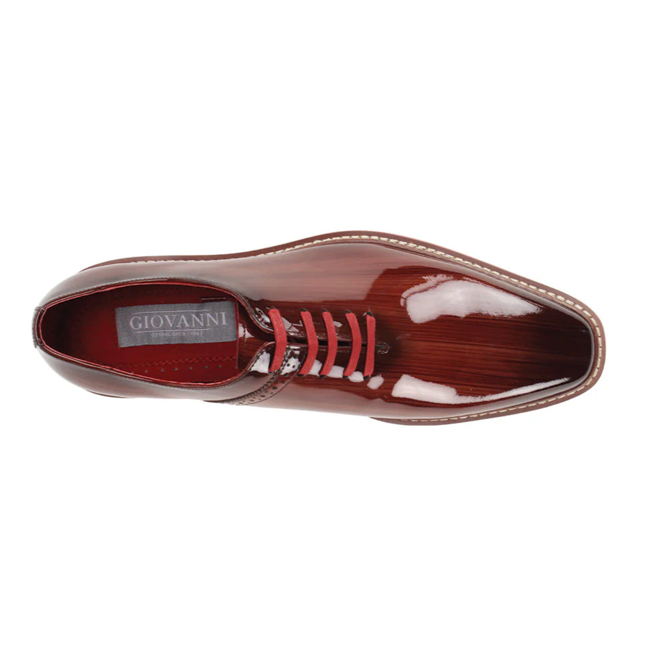 Giovanni Ruben Men’s Patent Leather Oxford Shoe: Brown