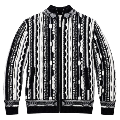 Silversilk Luxury Knit Zip Sweater: Black