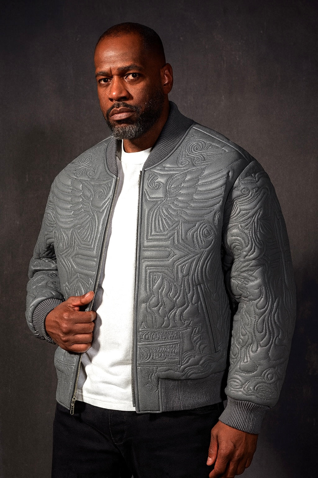 Graphic Bomber Jacket (Gray)