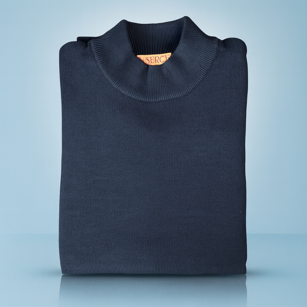 Inserch Cotton Blend Mock Sweater (Deep Navy)