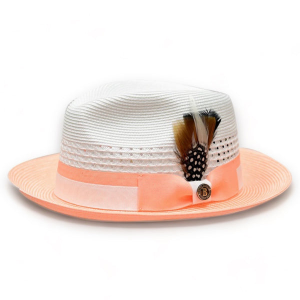 Bruno Capelo Straw Hat "Rocco" (Peach/White)