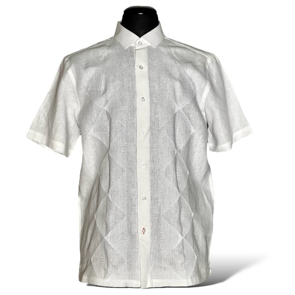 Inserch Linen Embroidered S/S Shirt (White) 126