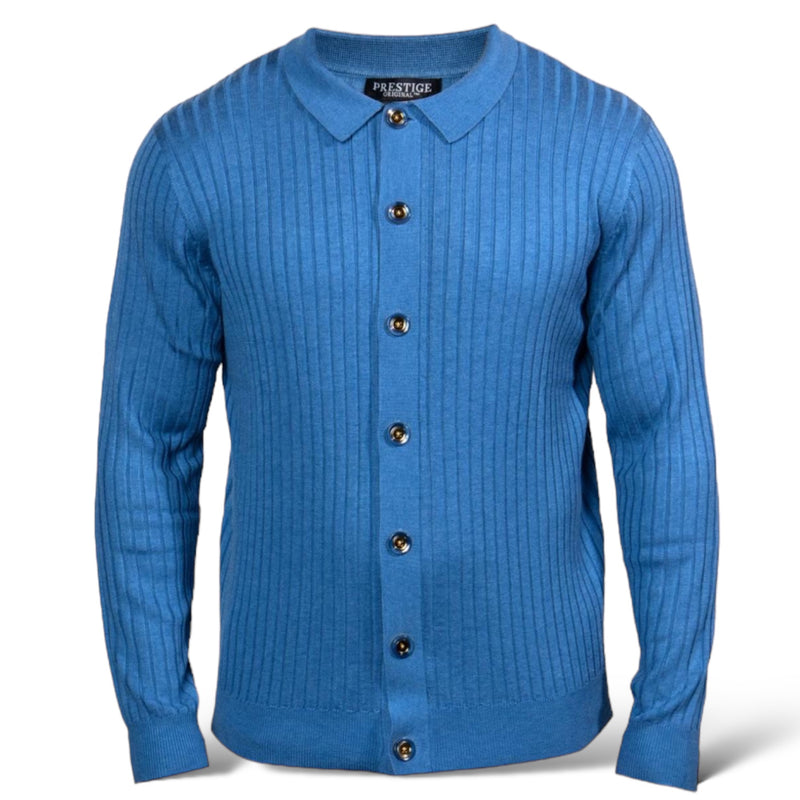 Prestige "Mazkel" Button Up Sweater (Denim) 292