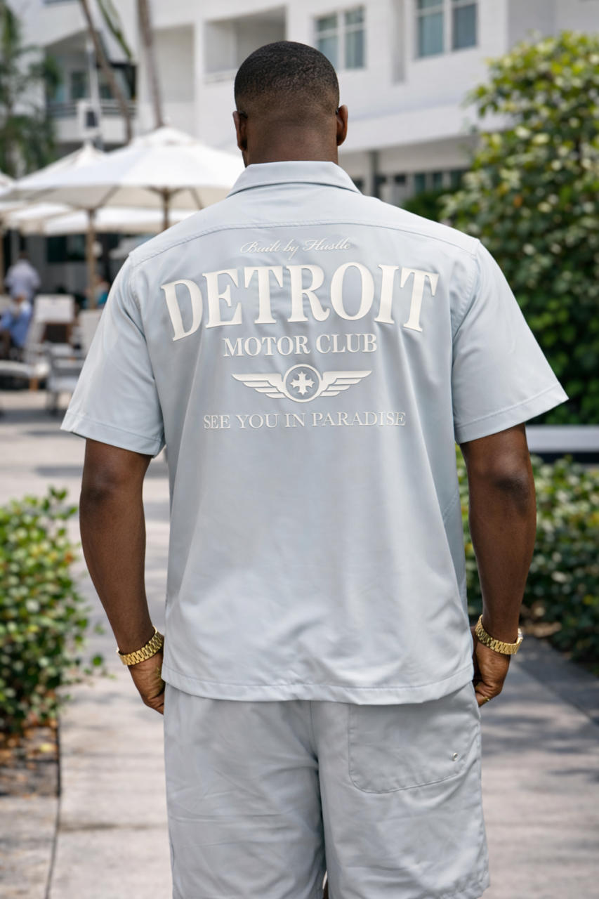 Jordan Craig Men’s Detroit Motor Club Short Set – Gray Sky