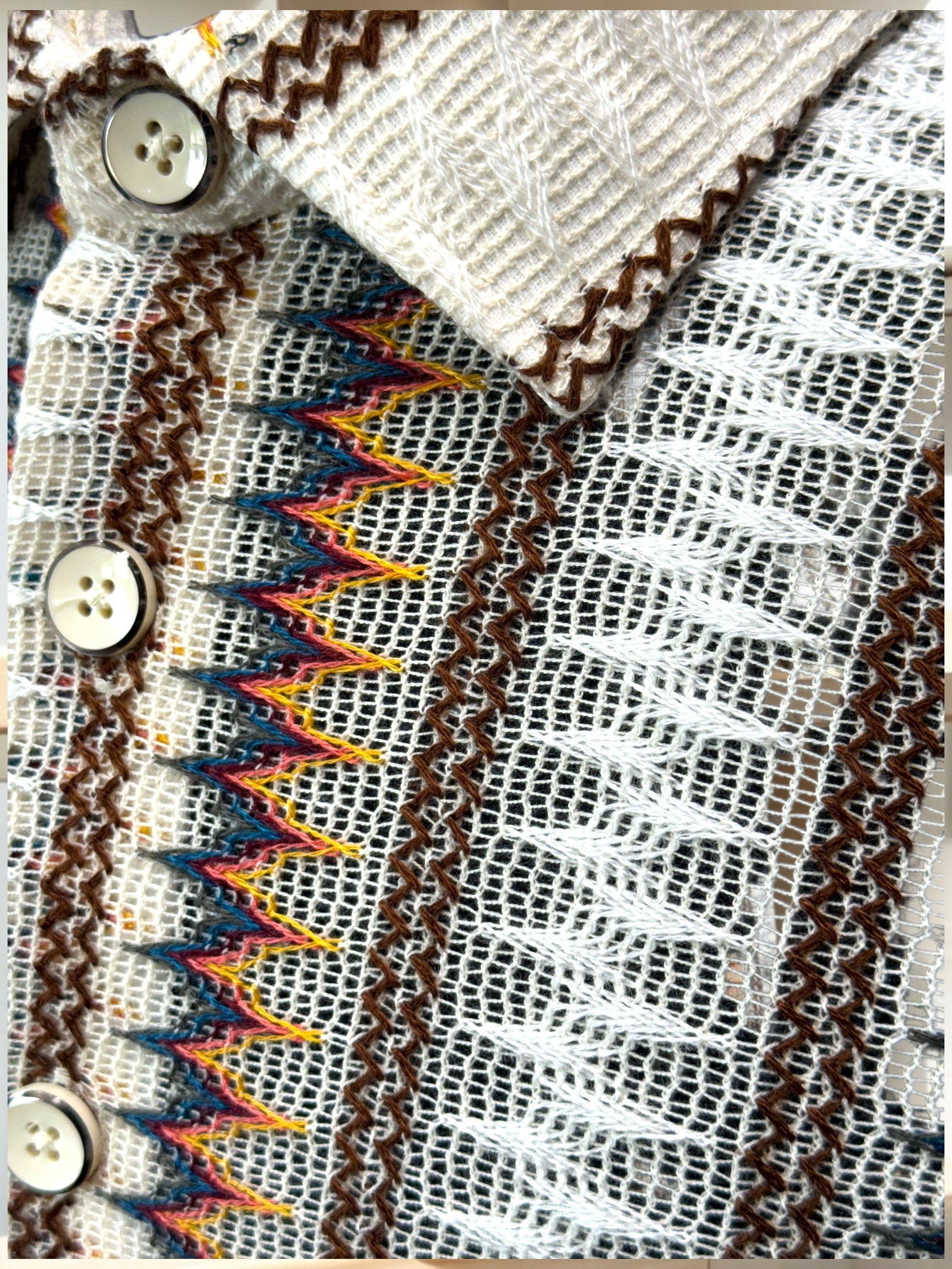 Lanzino "Woven" Short Sleeve Shirt (White/Beige) 117