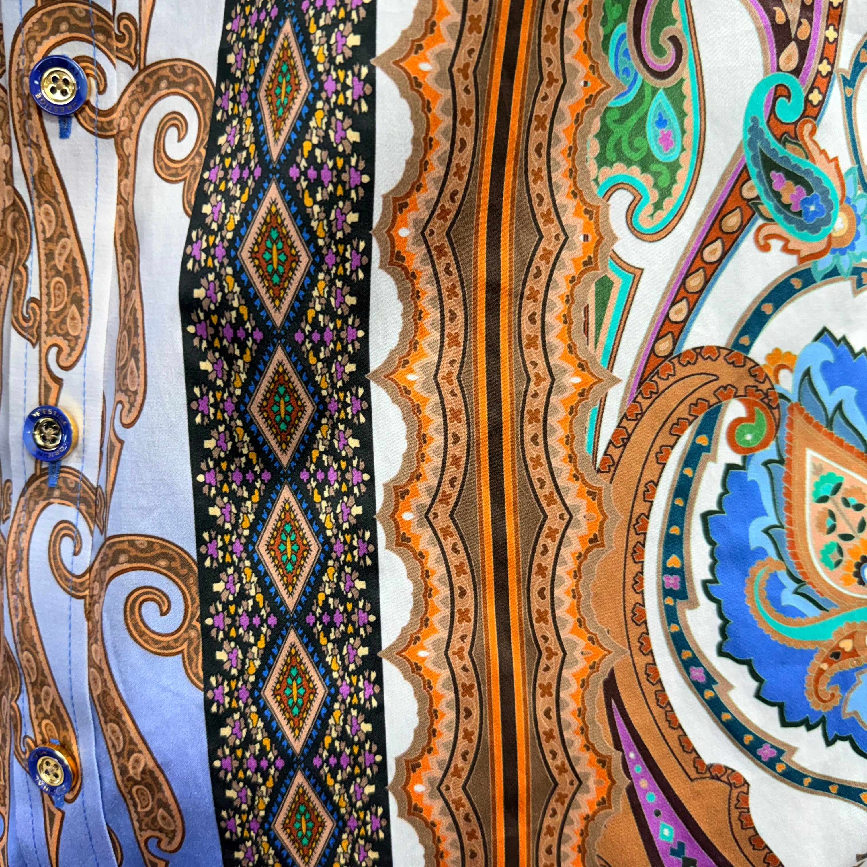 Prestige Men’s Multicolor Luxury Cotton Long Sleeve Button-Up Shirt – Blue 401