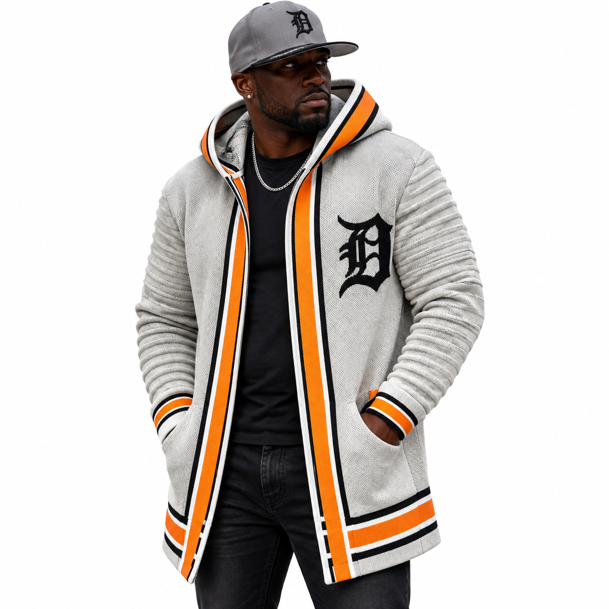 Detroit Edition ¾-Length Sweater Jacket – OIM Gray Black