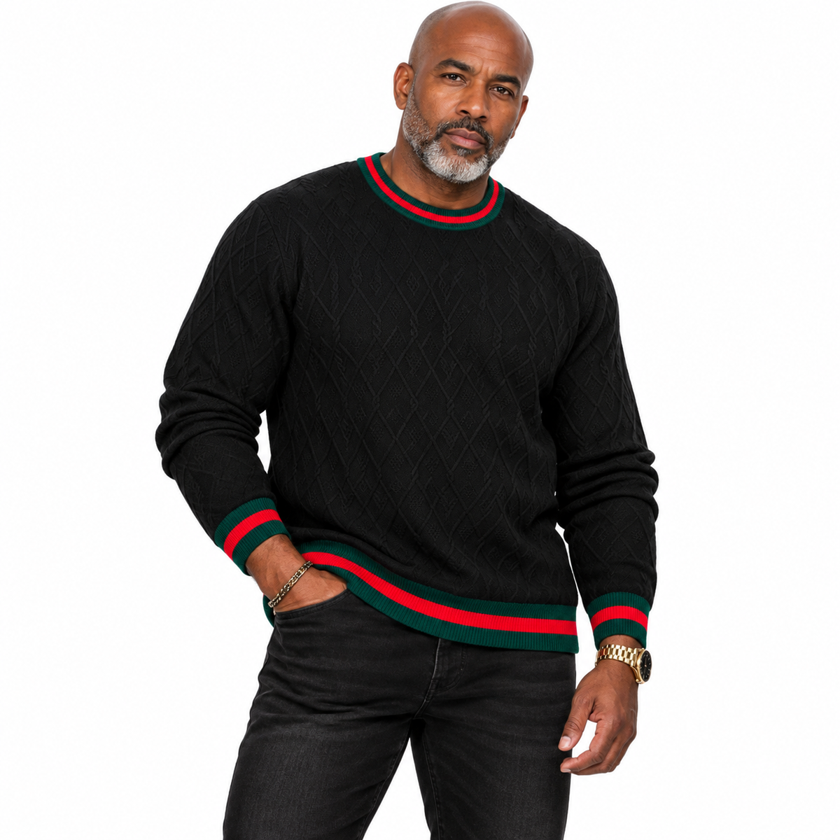Prestige Crewneck Sweater (Black/Green/Red) 430