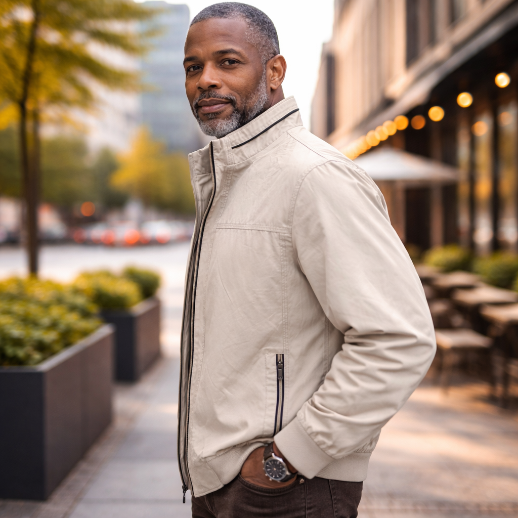 Enzo Men’s Spring Lightweight Car Coat – Sand