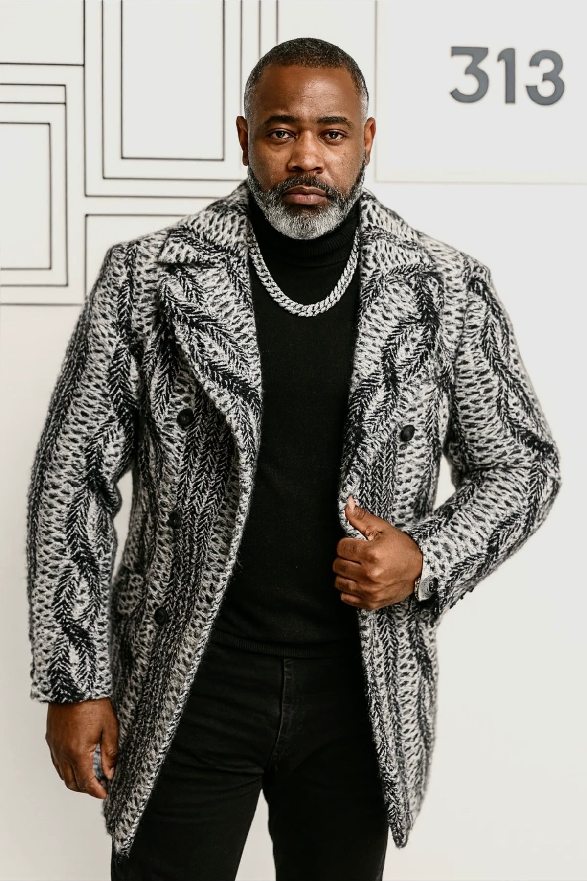 Cigar "Blanka" 3/4 Length Graphic DB Peacoat